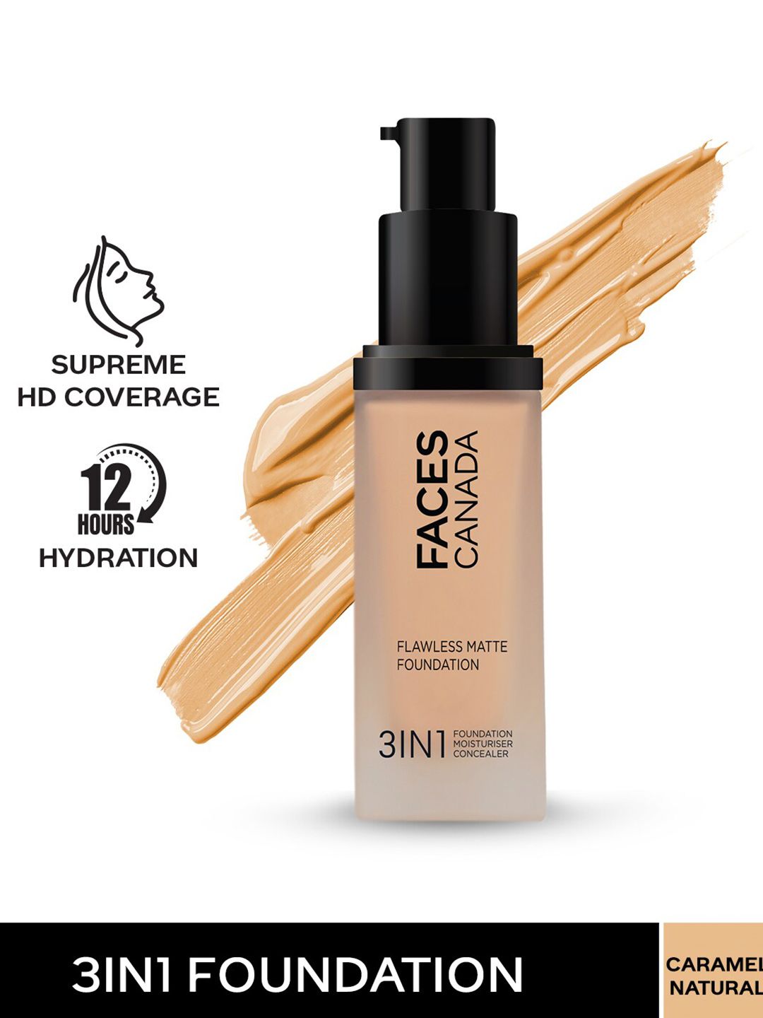 Buy FACES CANADA 3 In 1 Flawless Matte Foundation - 30ml - Caramel