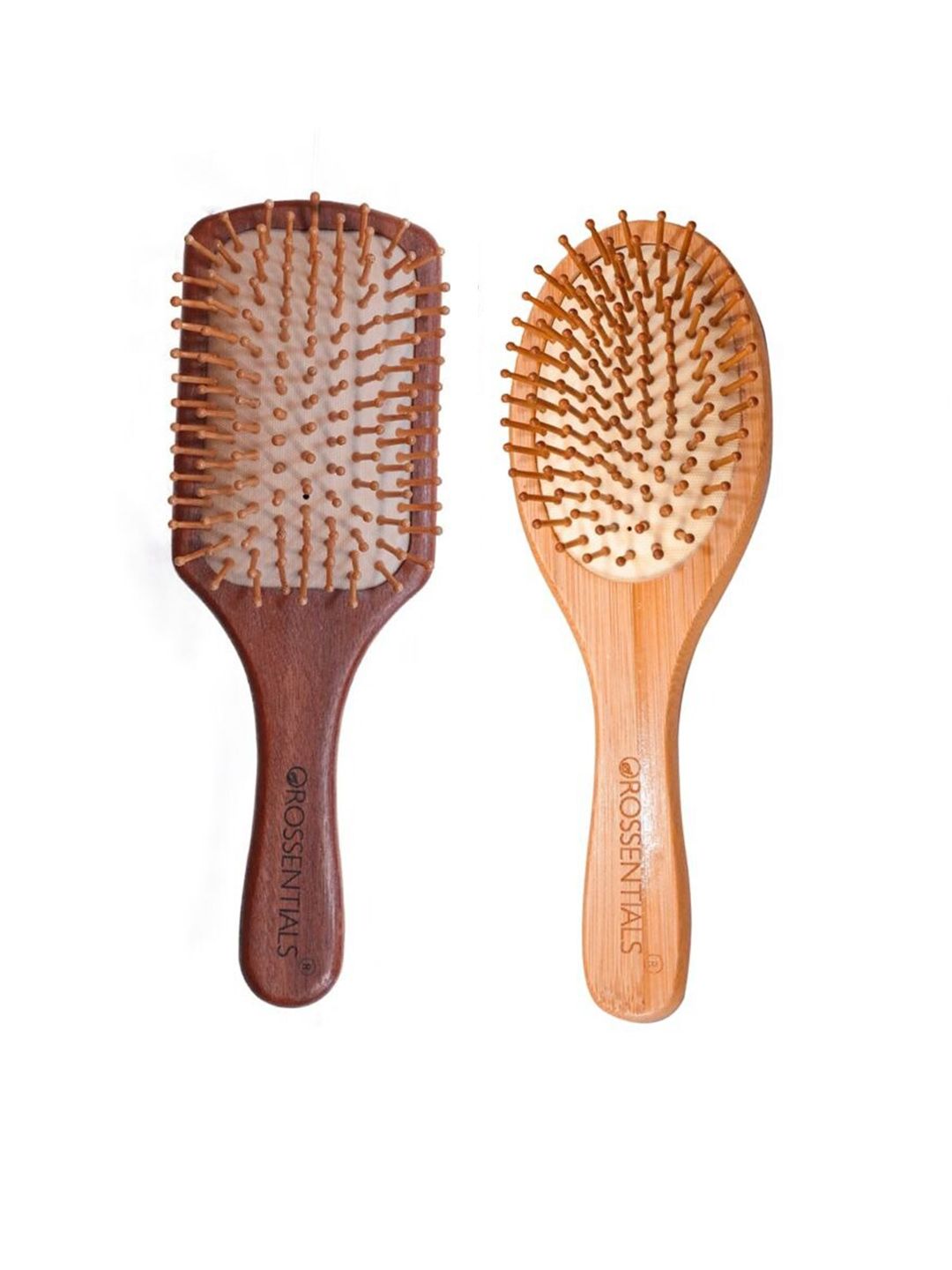 OROSSENTIALS Set Of 2 Wooden Hair Brush & Oval Hair Brush