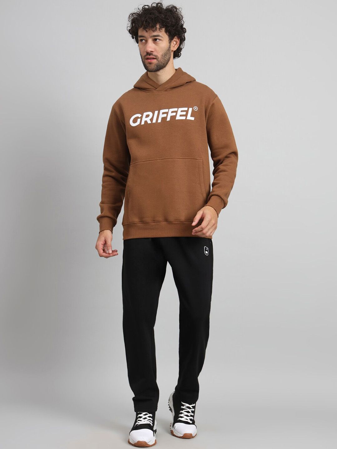 GRIFFEL Typography Printed Hooded Fleece Cotton Tracksuit
