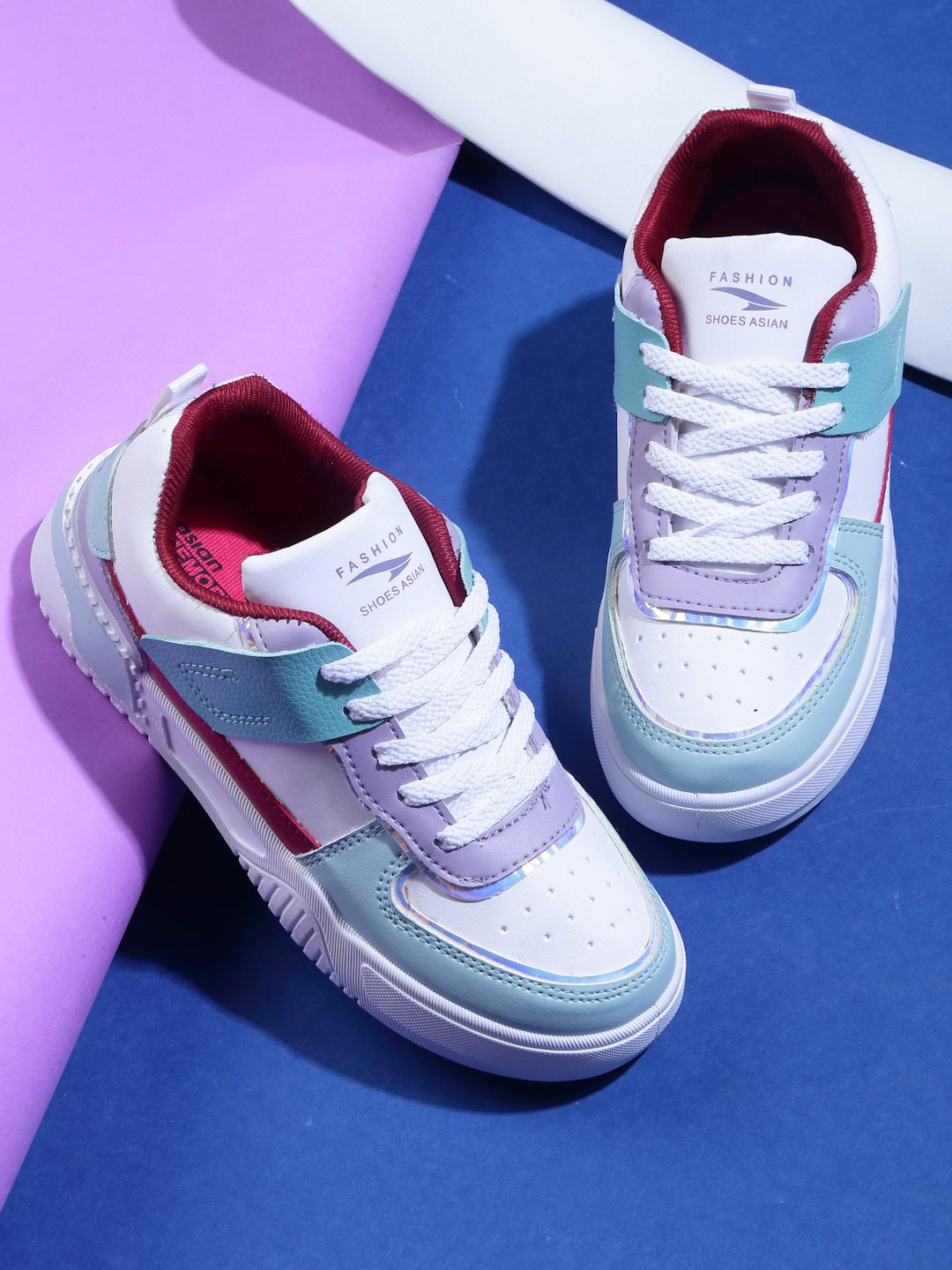 ASIAN Women PARADISE Colourblocked Memory Foam Insole Basics Sneakers