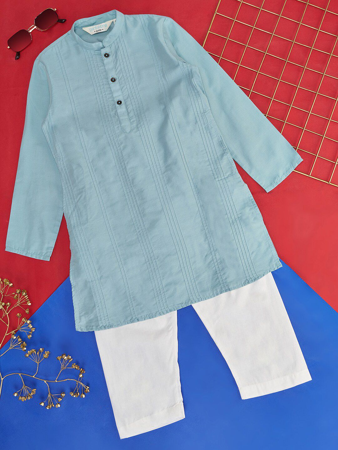 indus route by Pantaloons Boys Mandarin Collar Kurta with Pyjamas