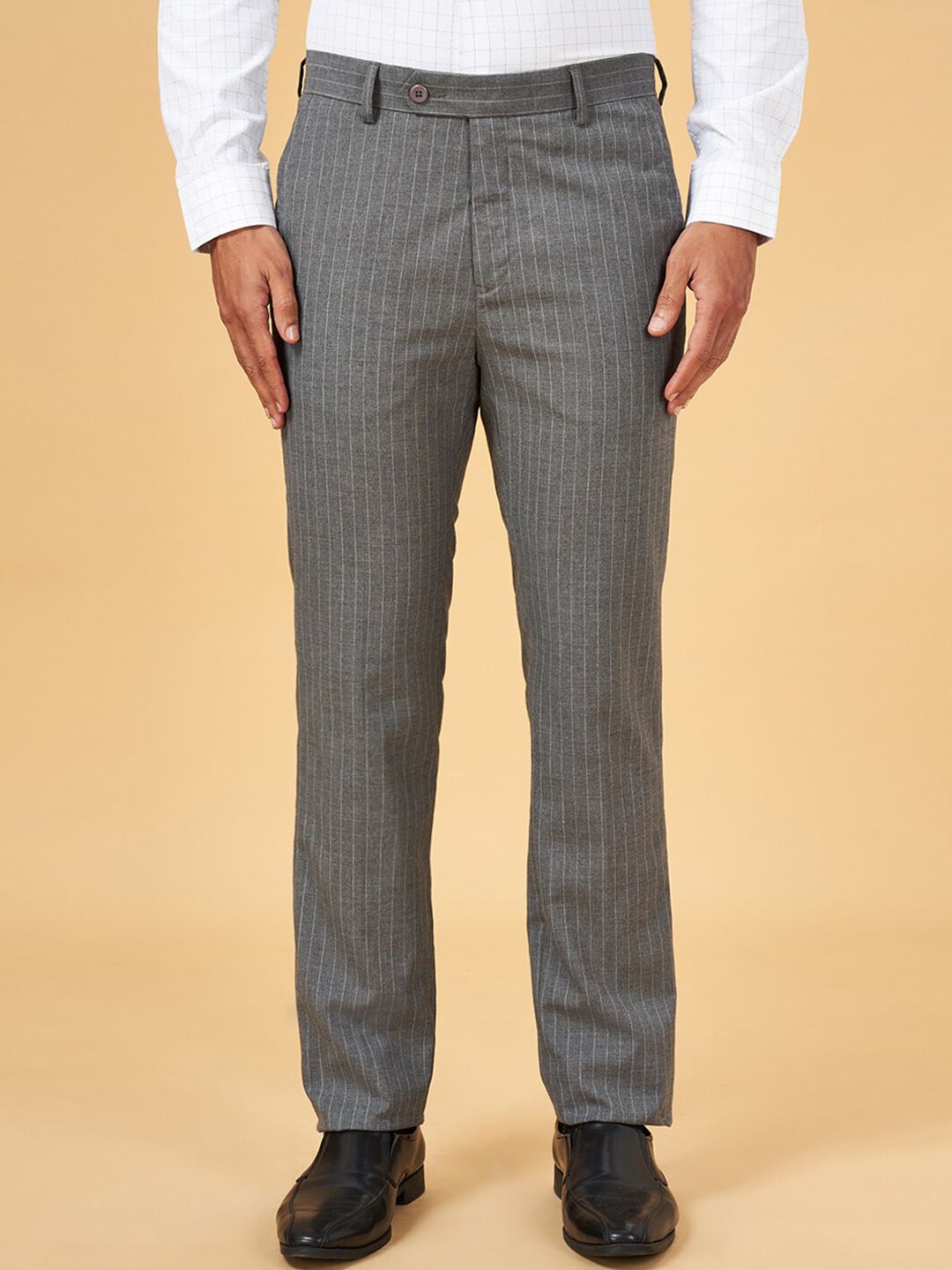 BYFORD by Pantaloons Men Striped Slim Fit Low-Rise Formal Trousers