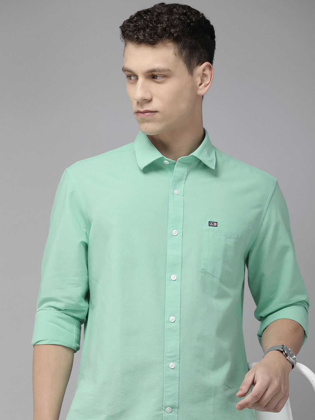 Arrow Sport Solid Manhattan Slim Fit Pure Cotton Casual Shirt