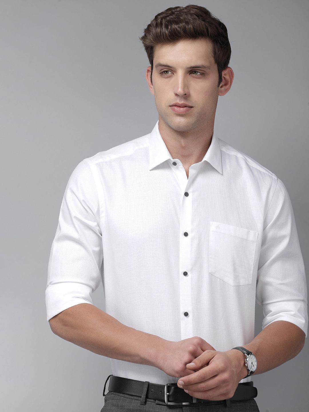 Arrow Self Design Manhattan Slim Fit Pure Cotton Formal Shirt