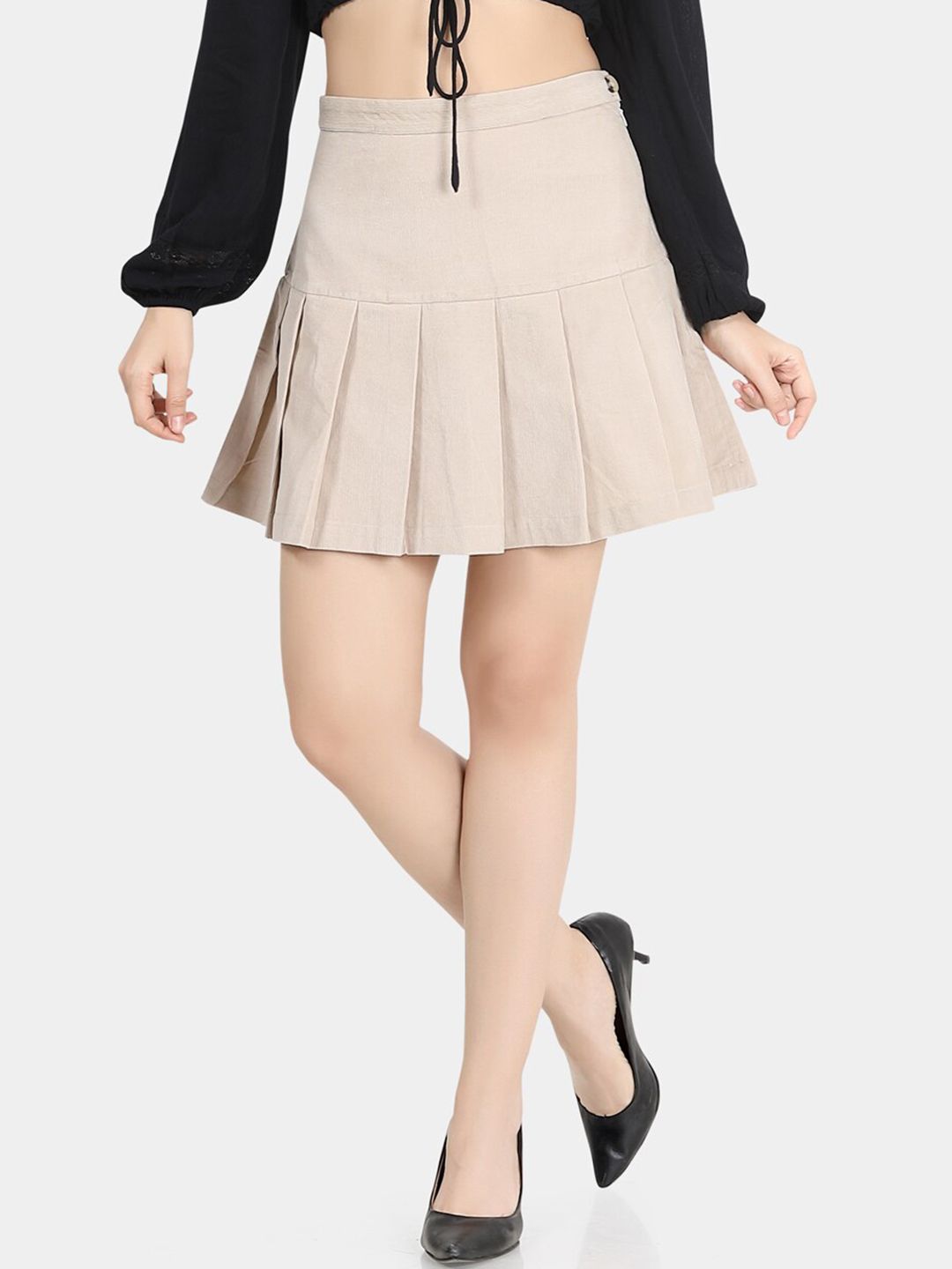 VASTRADO Pure Cotton Flared Pleated Mini Skirt Price in India