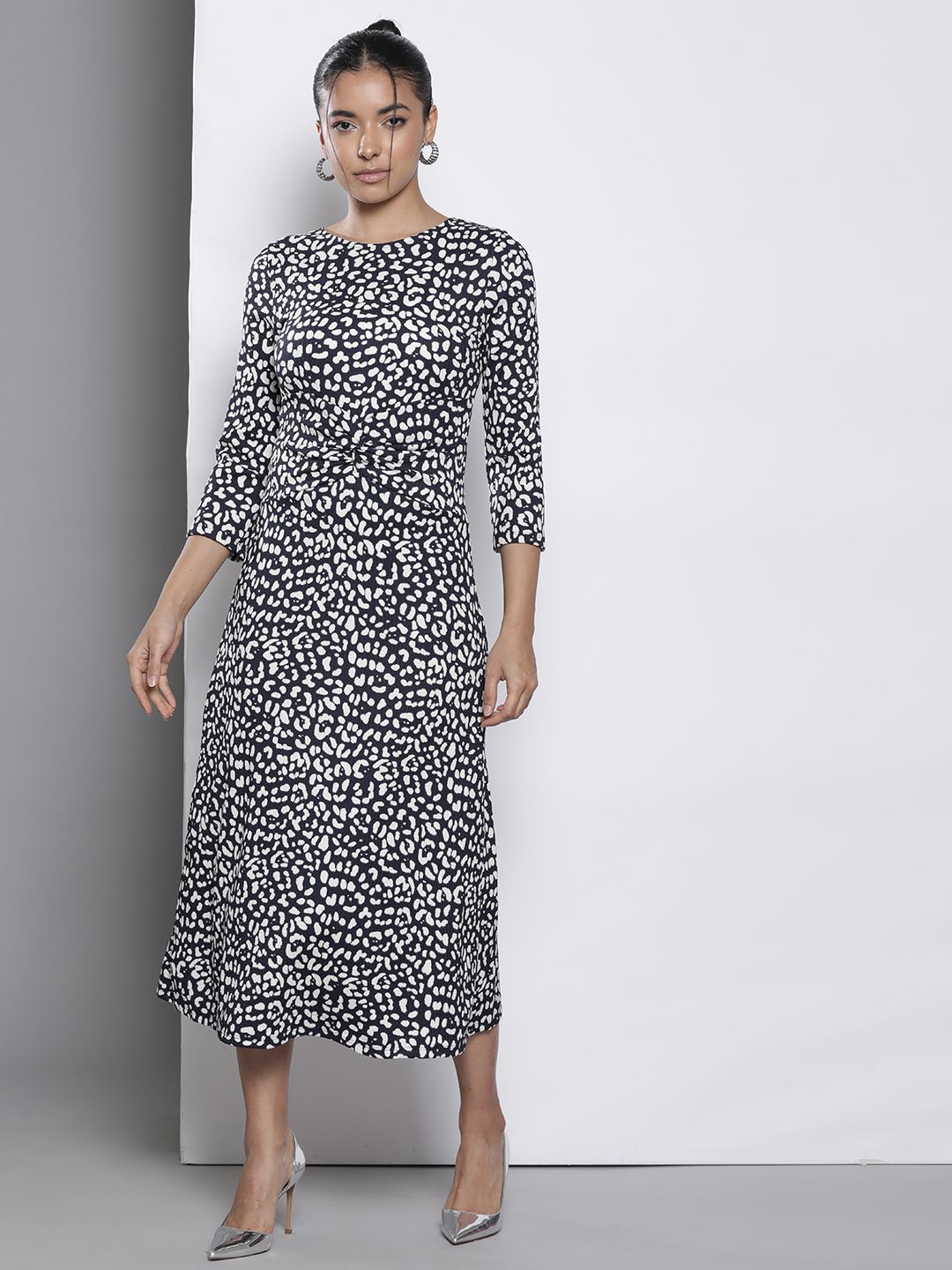 DOROTHY PERKINS Animal Print Twisted A-Line Midi Dress