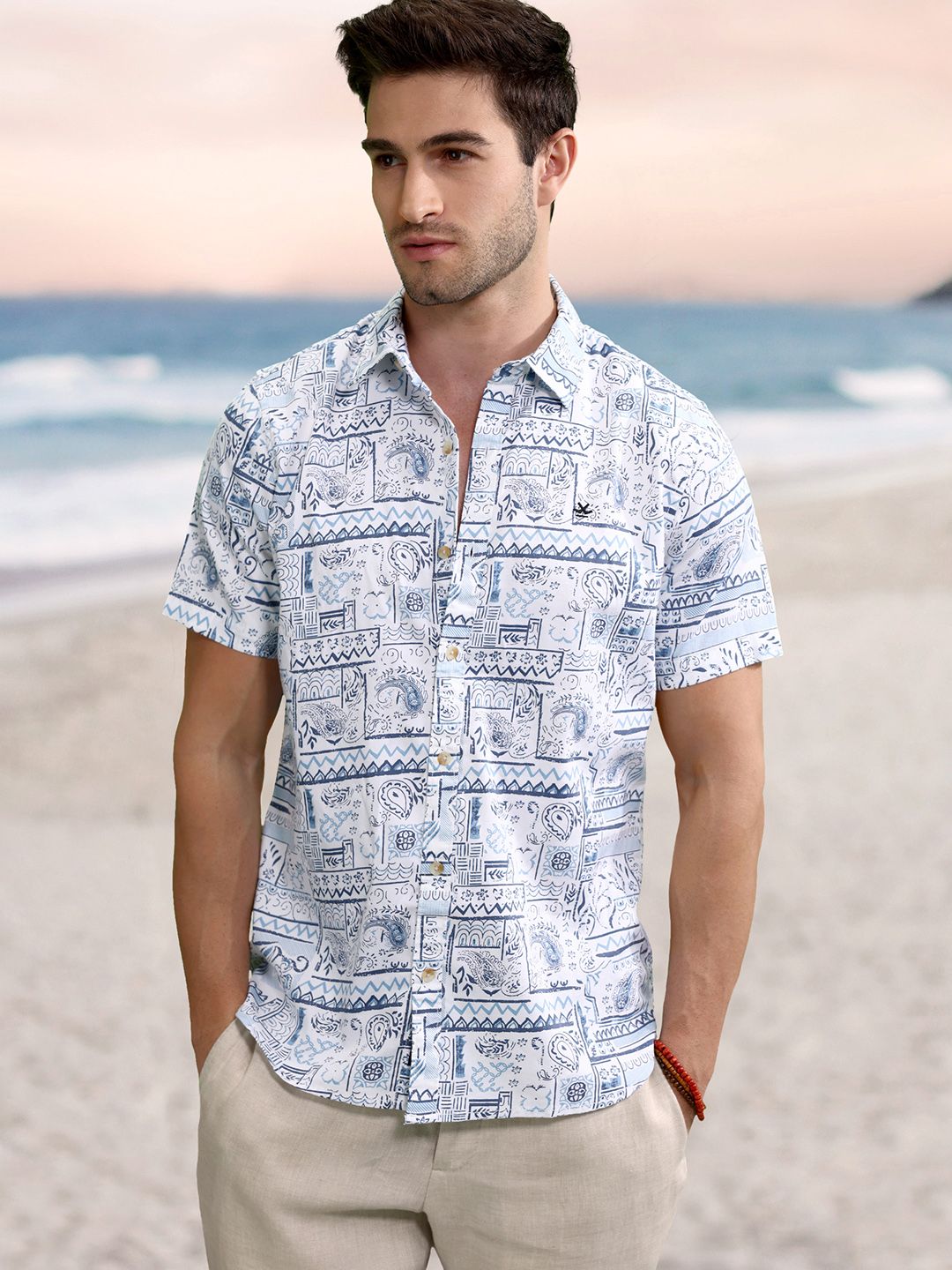 WROGN Slim Fit Ethnic Motifs Printed Casual Shirt