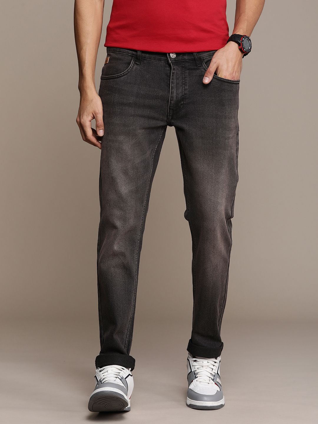 WROGN Men Slim Fit Heavy Fade Stretchable Jeans