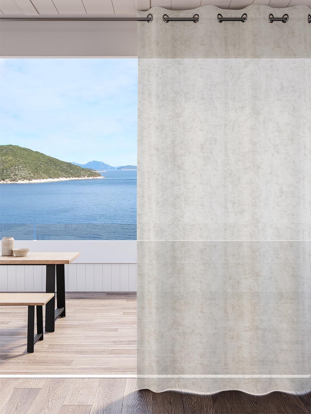 DDecor Taupe & White Abstract Sheer Door Curtain