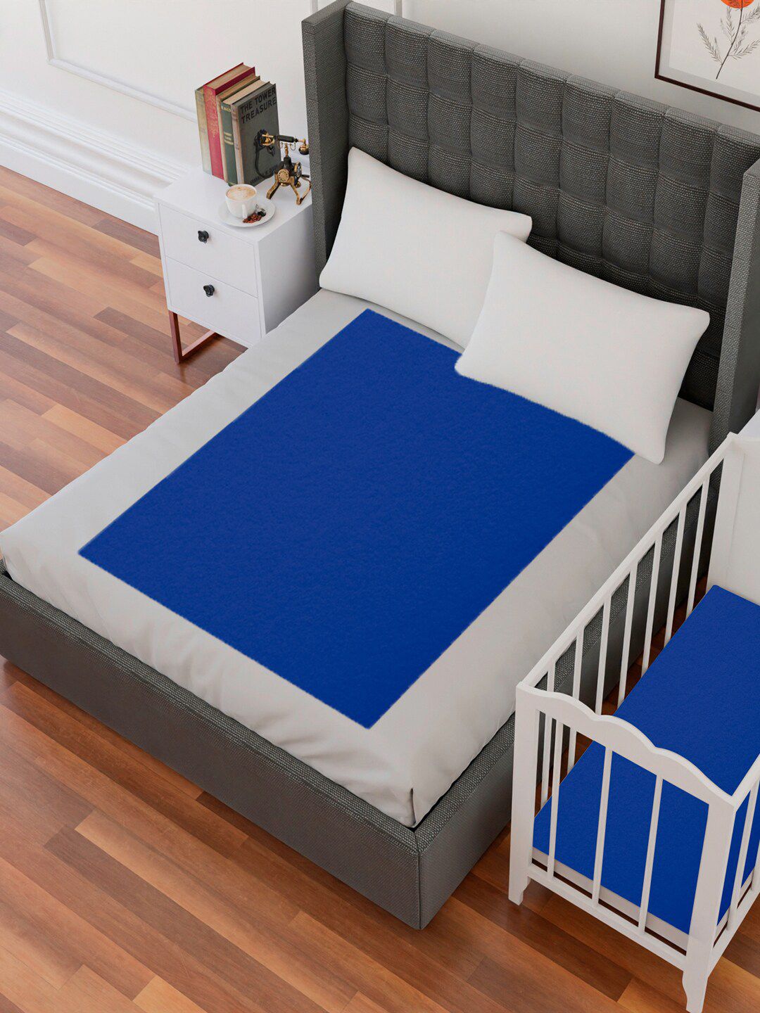 AVI Navy Blue Waterproof Cotton Mattress Protector deal from myntra