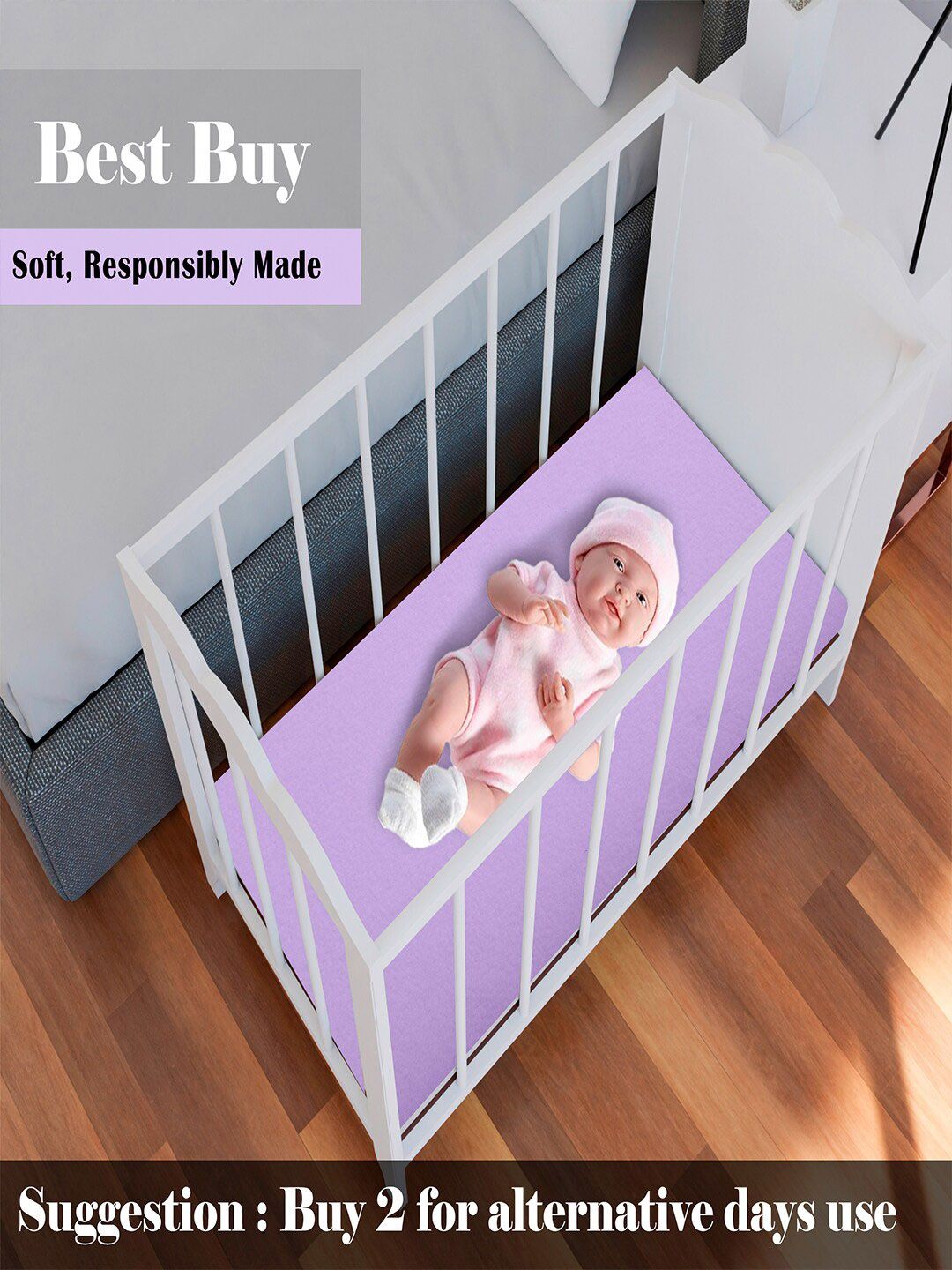 AVI Purple Large Waterproof Mattress Protector deal from myntra