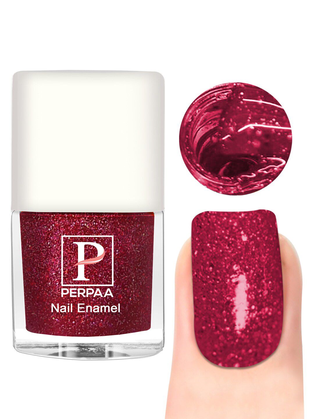 PERPAA Broken Diamond Glitter Light Reflective UV Gel Nail Enamel 5 ml - Red 90