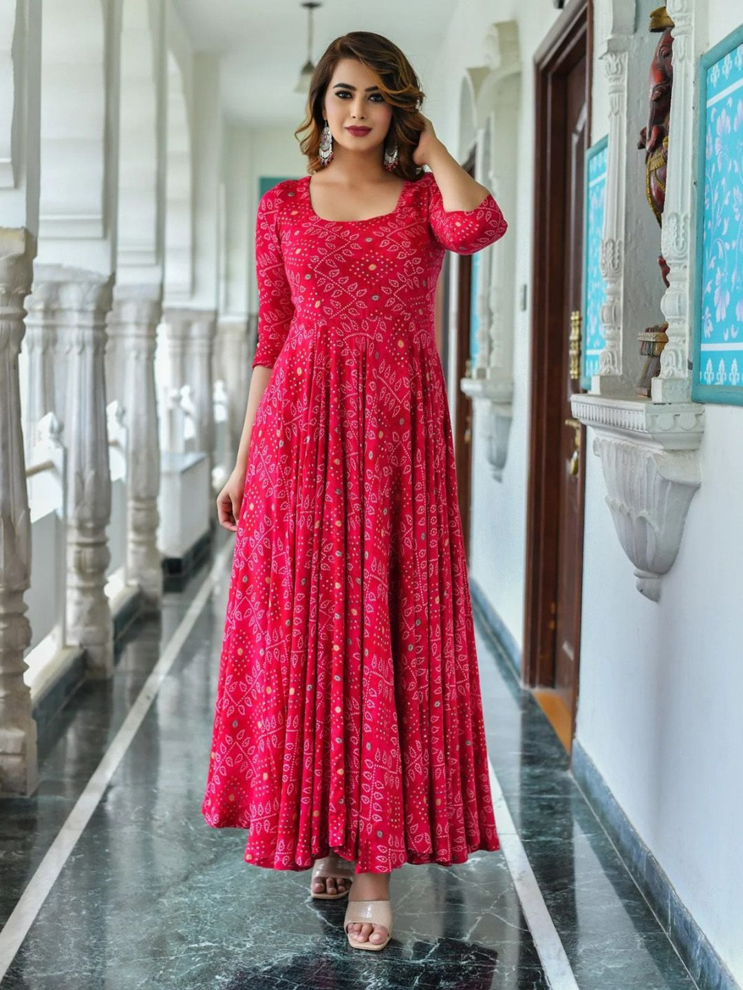 SHOOLIN Printed Anarkali Dress Price in India