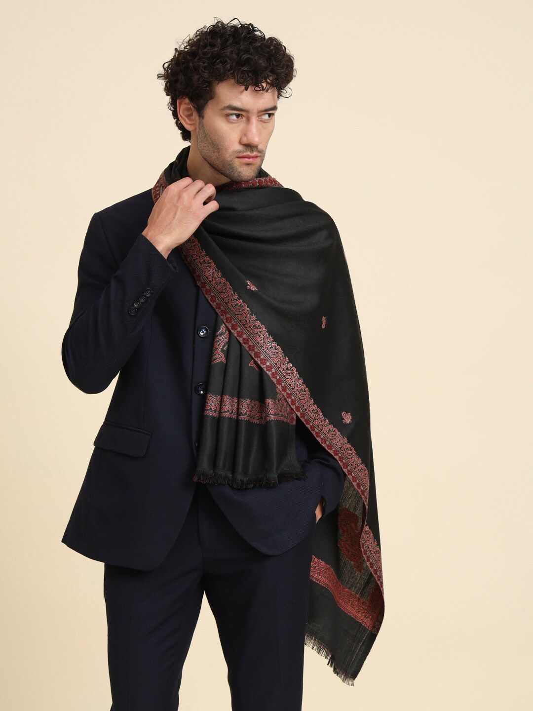 Zamour Men Ethnic Motif Woven Design Stole