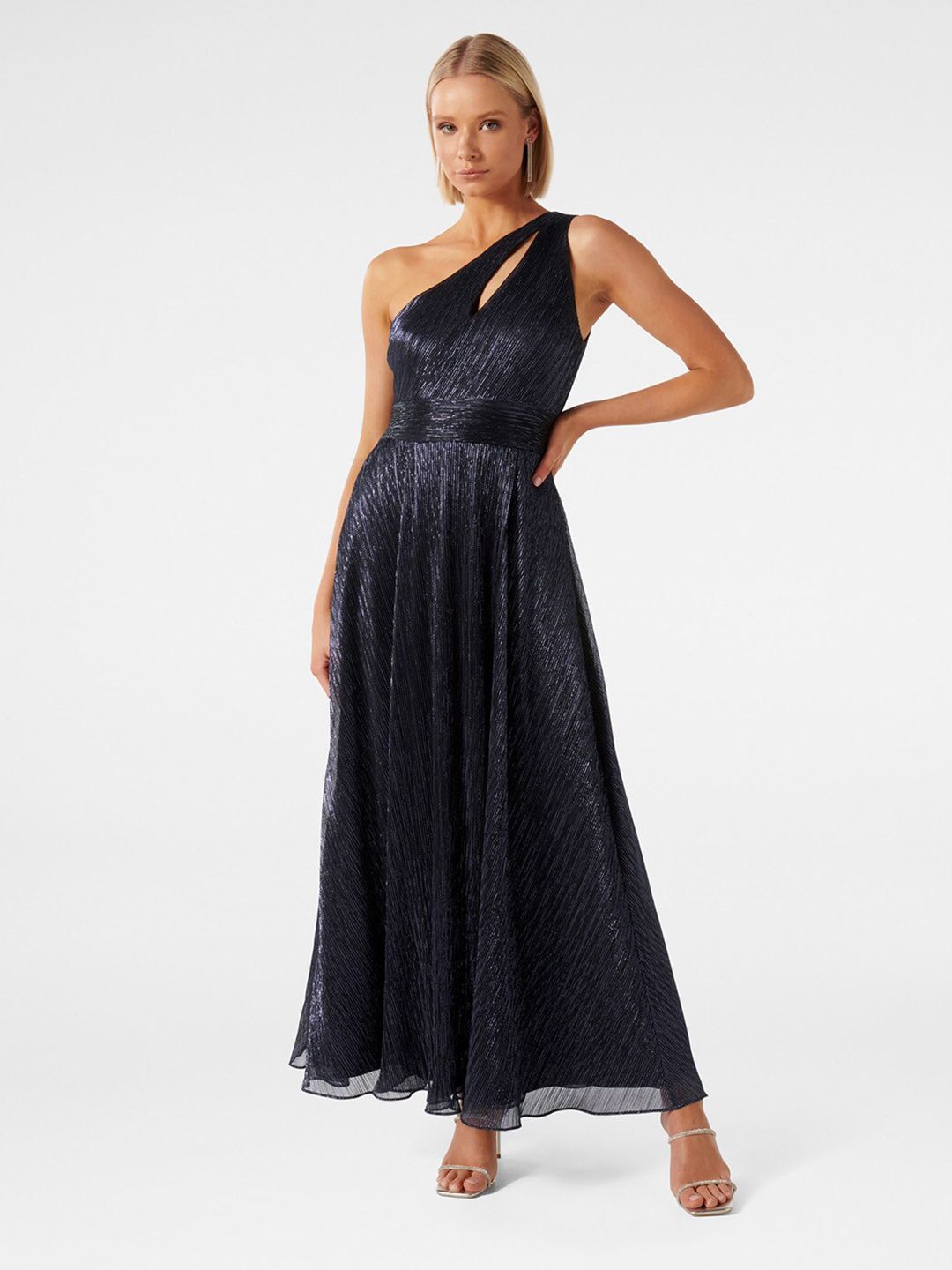 Forever New Self Design One Shoulder Cut-Outs Detail Maxi Dress Price in India