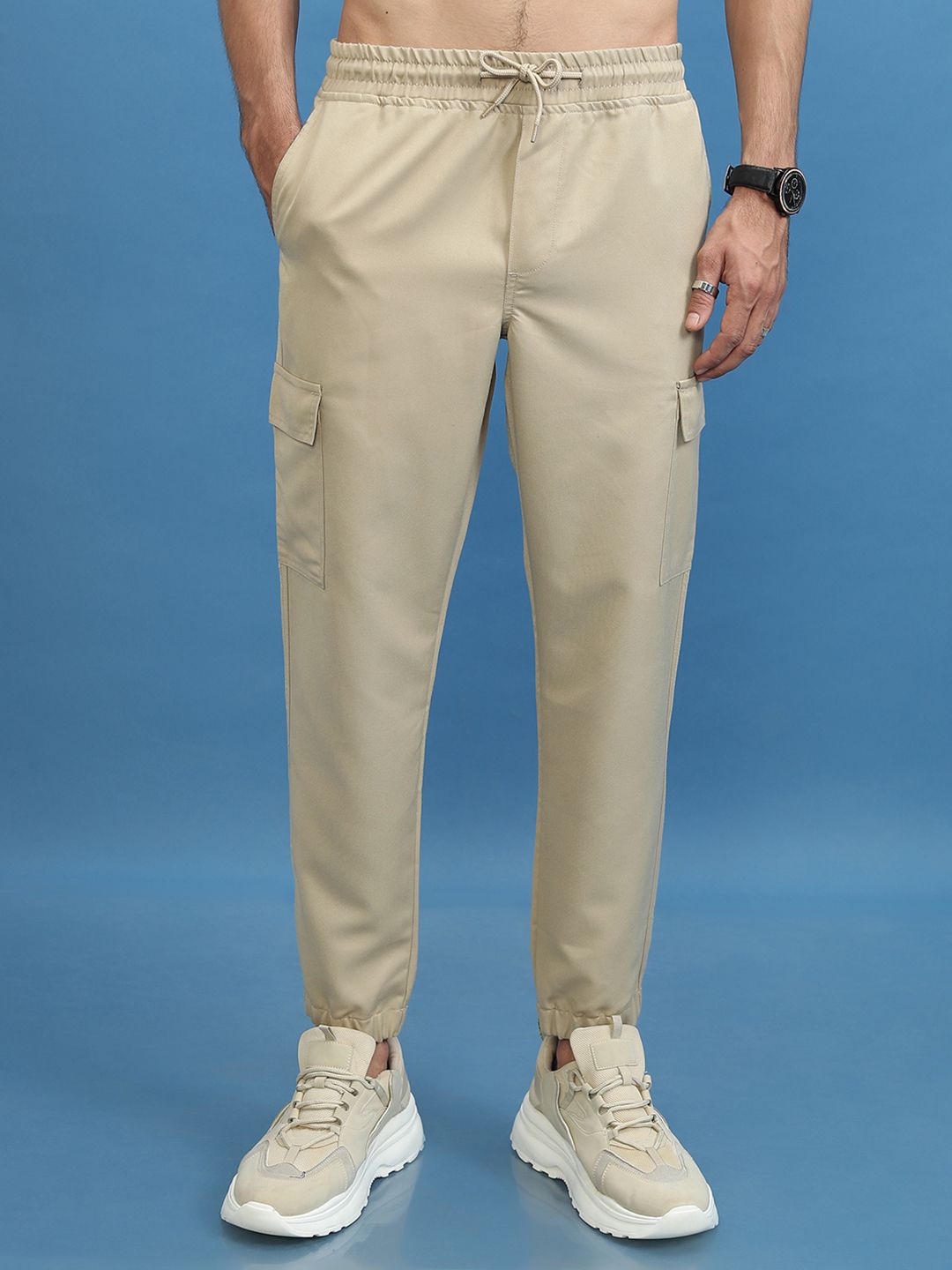 Men Mid-Rise Casual Joggers HIGHLANDER Men Casual Cargo Jogger Trousers