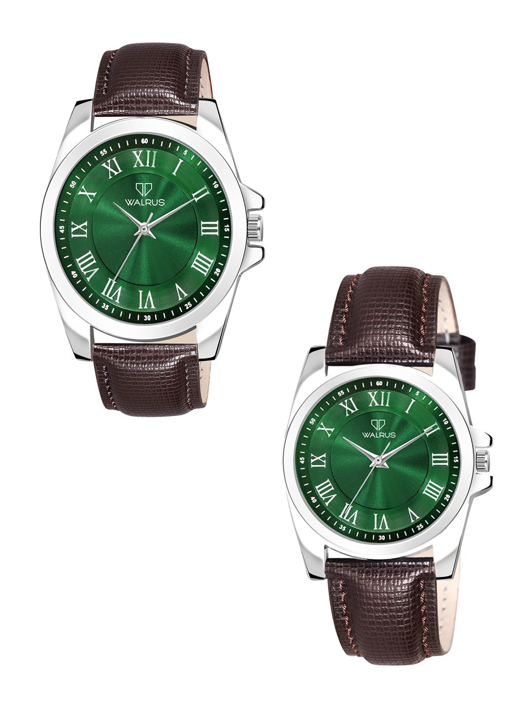 Walrus Brass Dial & Brown Straps Analogue His and Her Watches WWTP-OPUS-V-040907