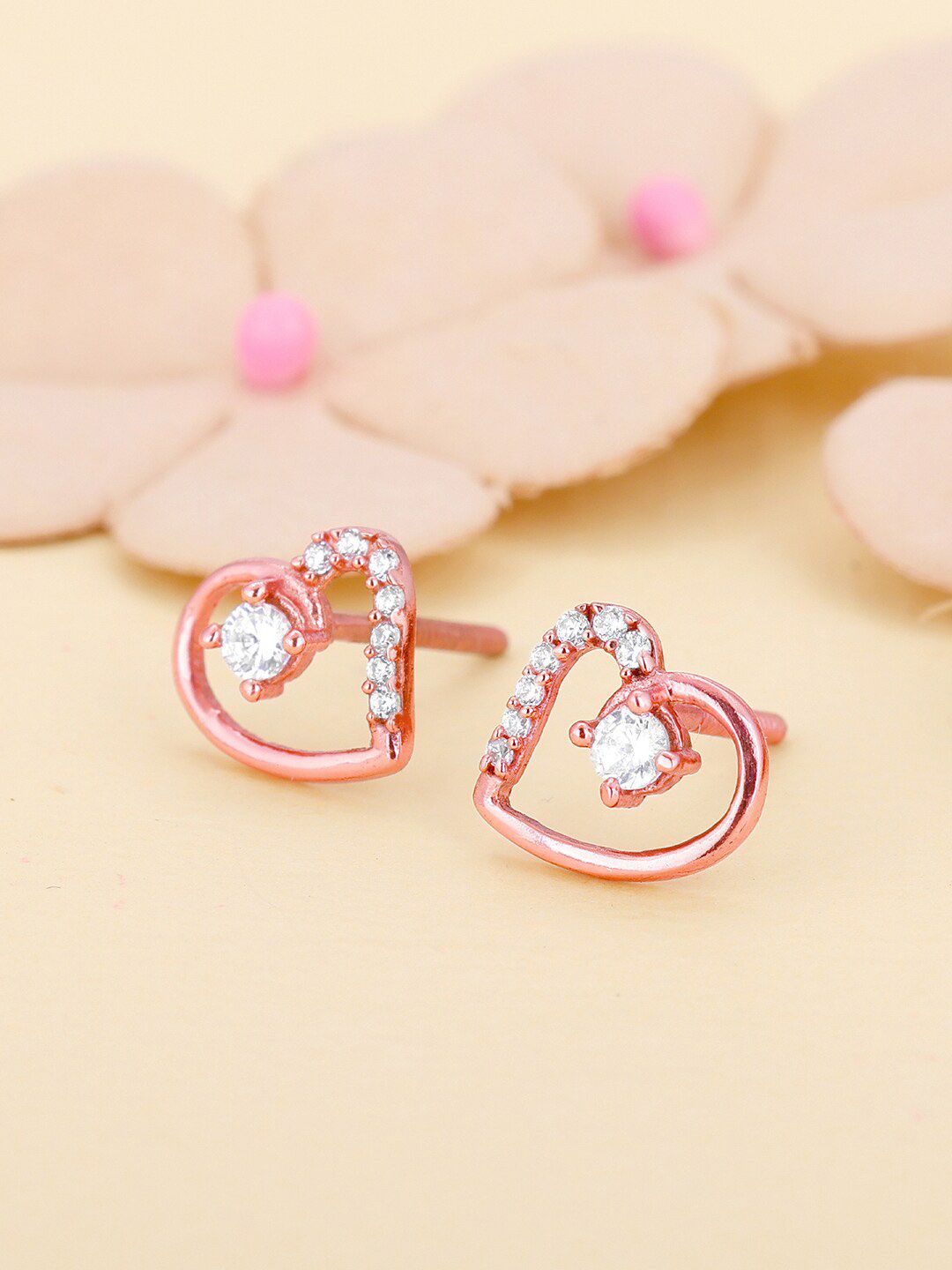 GIVA GIVA Rose Gold-Plated 925 Sterling Silver Contemporary Studs Earrings