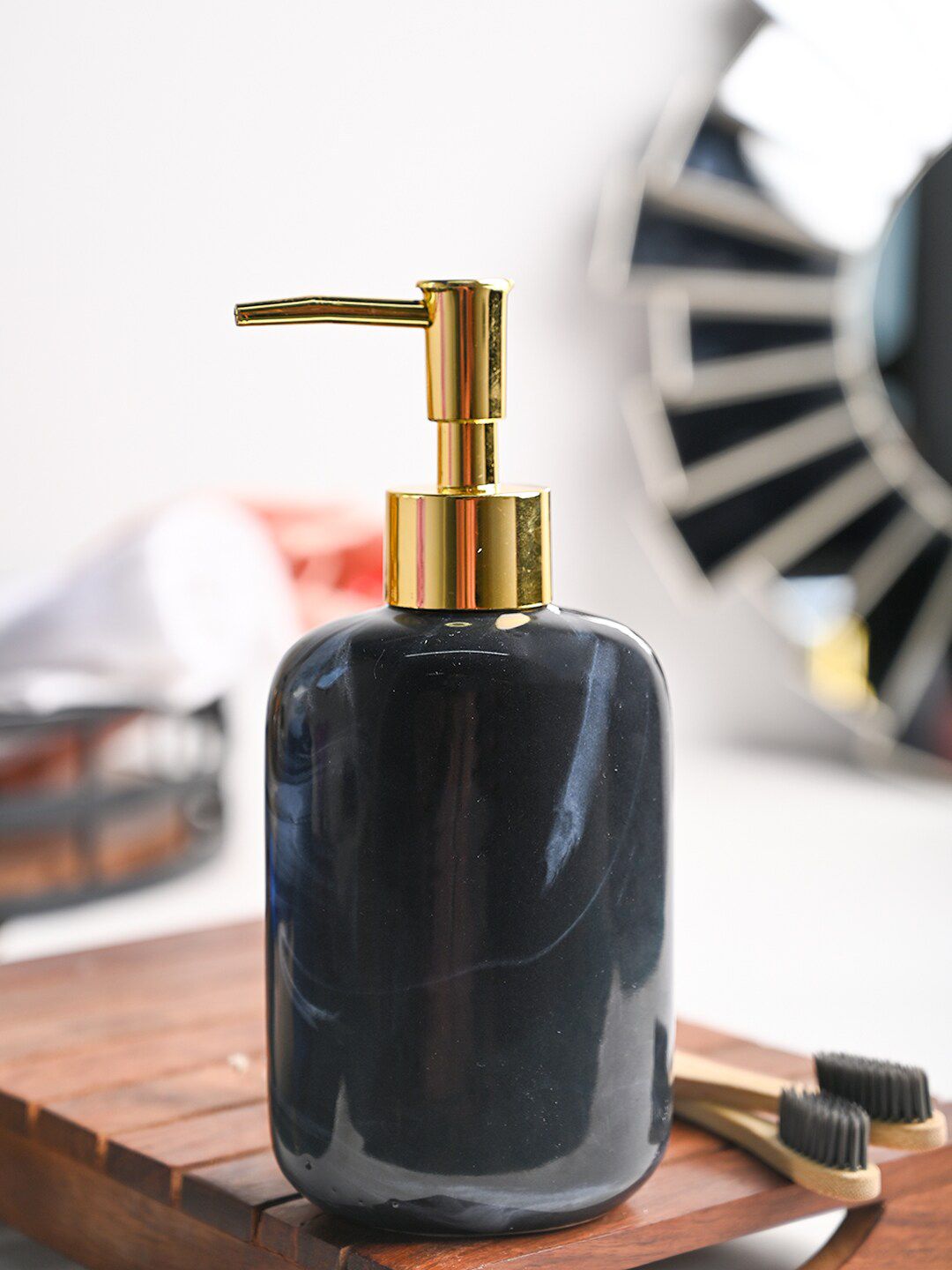 MARKET99 Grey Textured Ceramic Soap Dispenser 300 ml