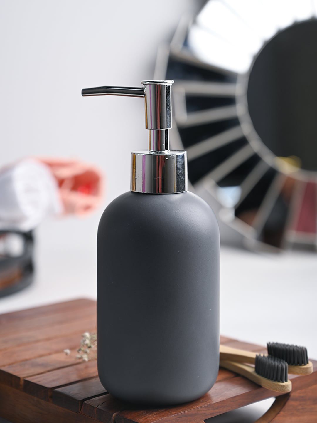 MARKET99 Grey Ceramic Soap Dispenser 350 ml