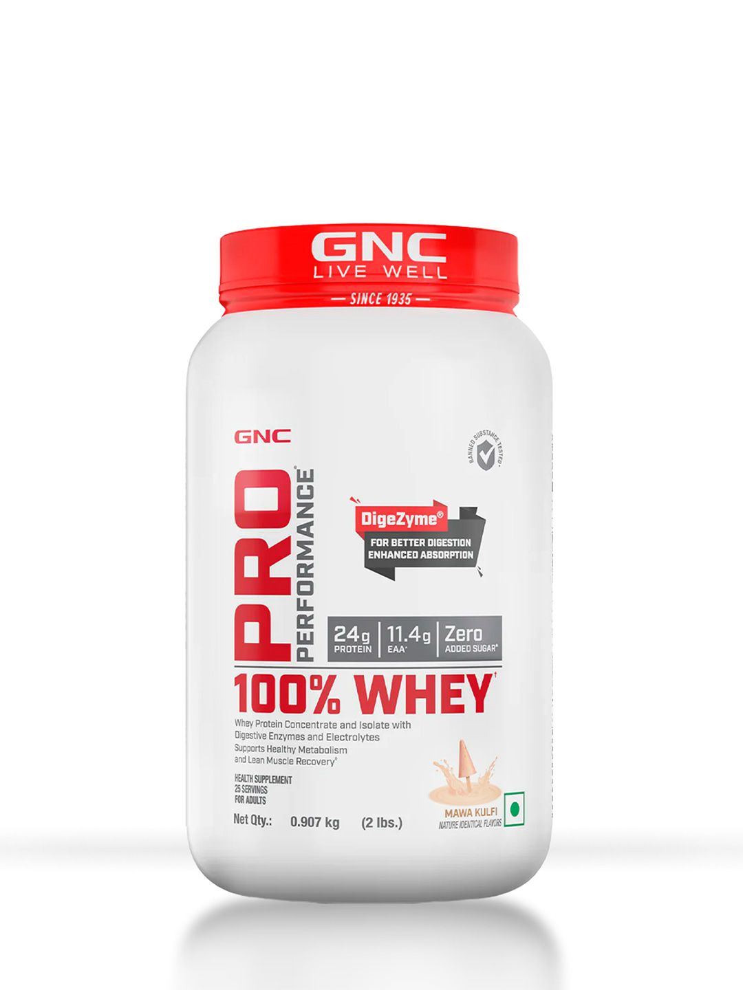GNC GNC Pro Performance 100% Whey Protein Powder - Mawa Kulfi - 0.907 Kg
