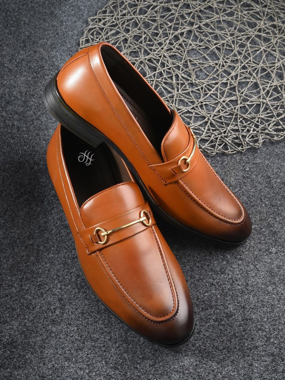 House of Pataudi Men Buckled Slip-On Formal Loafers