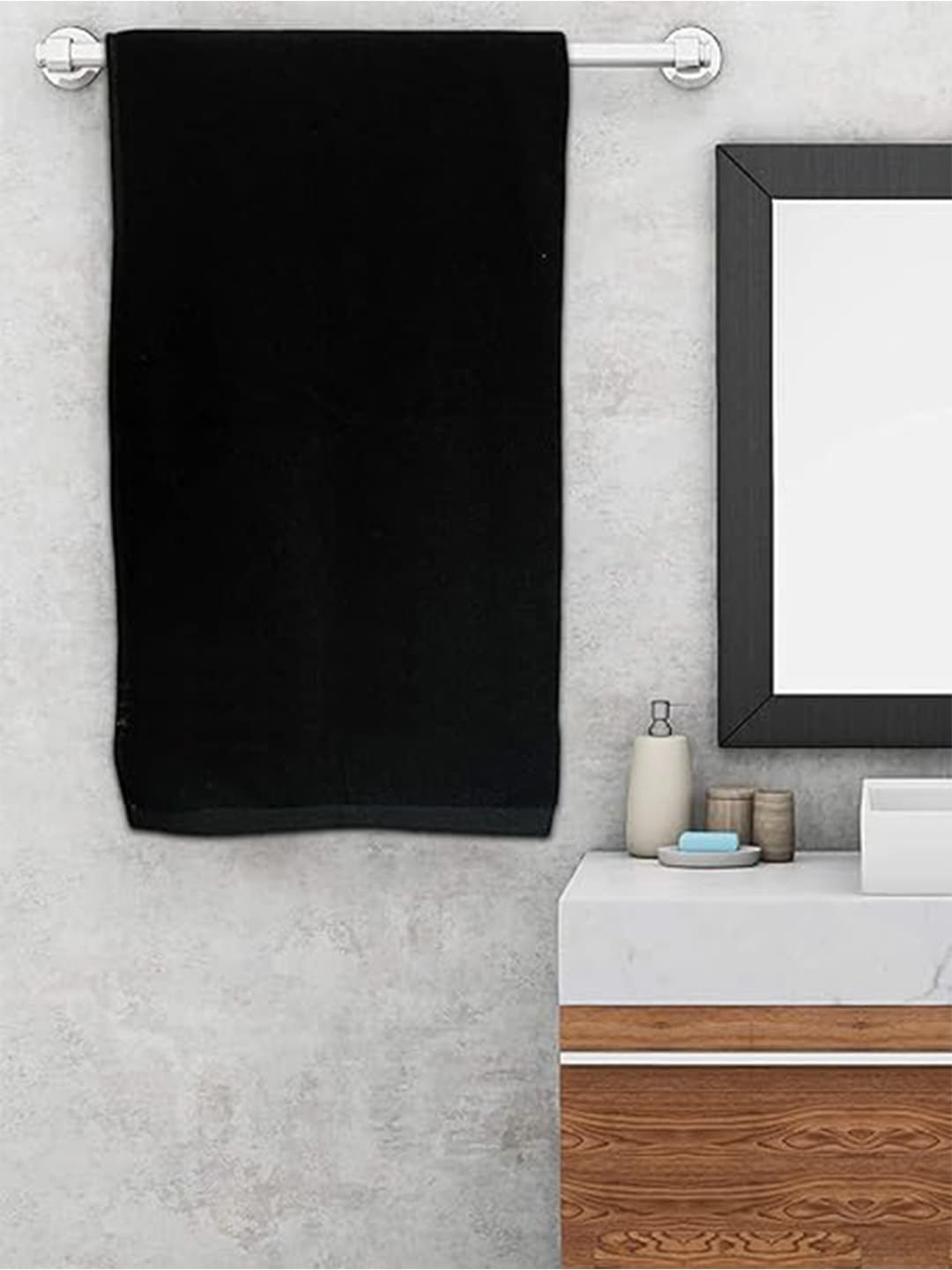 Kuber Industries Black 400 GSM Cotton Bath Towel
