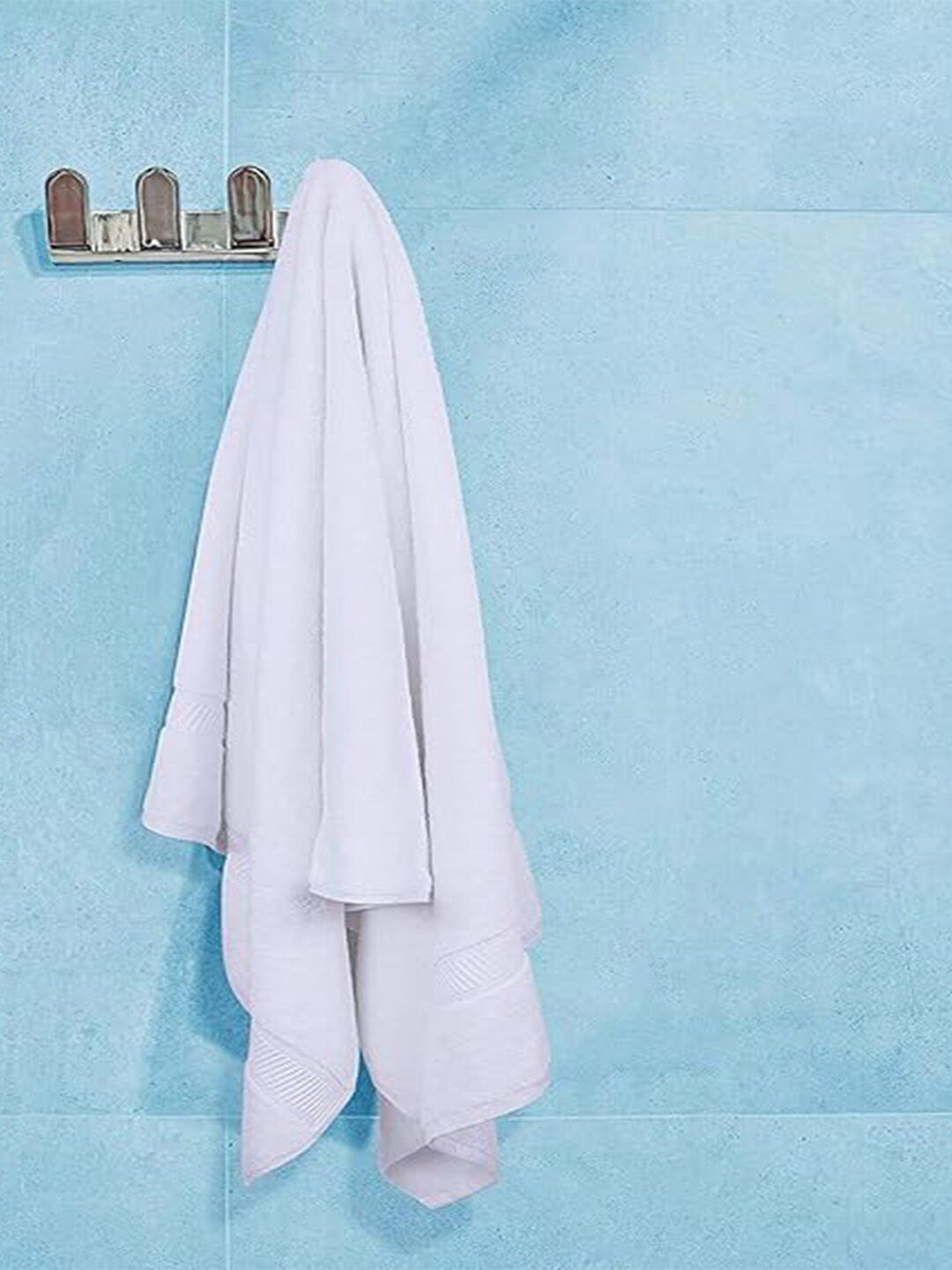 Kuber Industries 4 Pcs White 120 GSM Cotton Bath Towels
