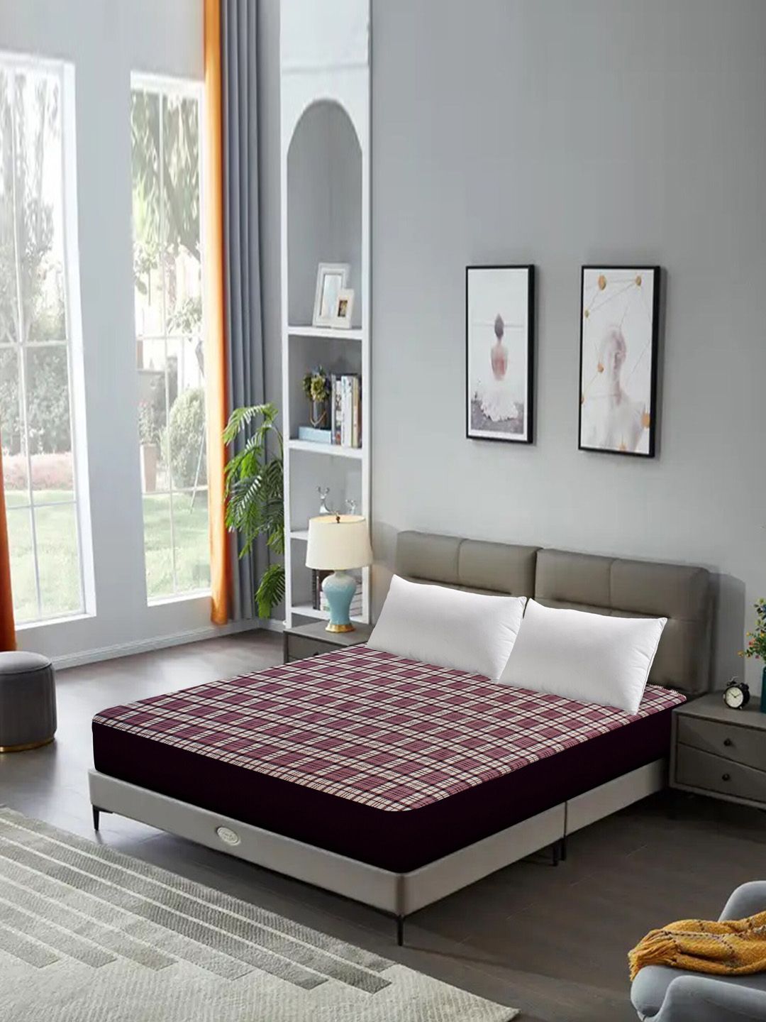 DREAM CARE Maroon Quilted Breathable Water Resistant King Bed Mattress Protector