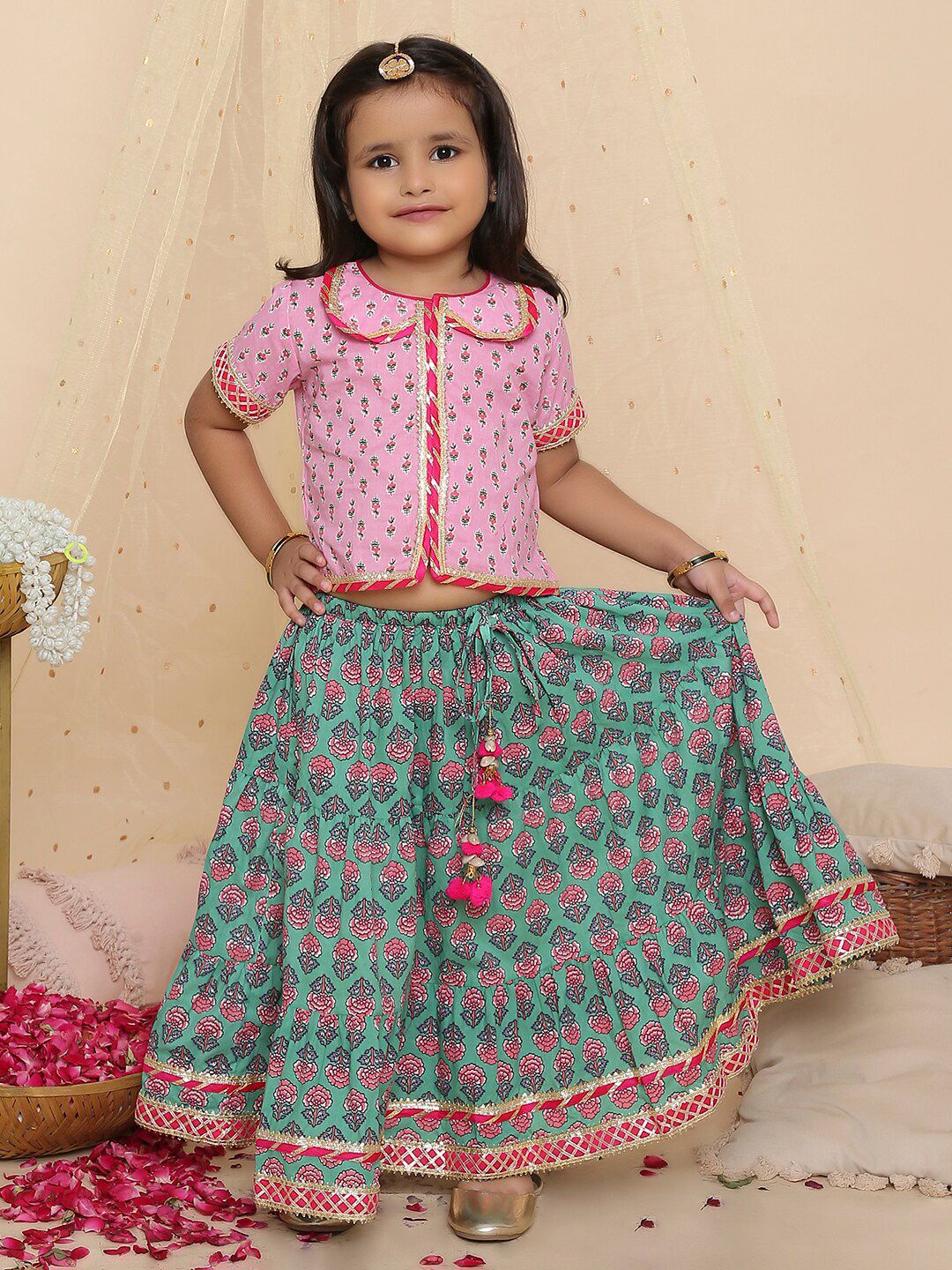 KID1 Girls Printed Ready to Wear Lehenga Choli Price in India