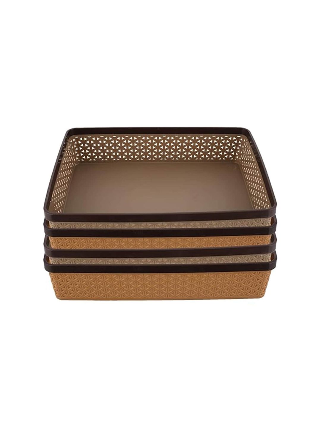 Kuber Industries Brown 4 Pieces Stationary Office Tray Organisers