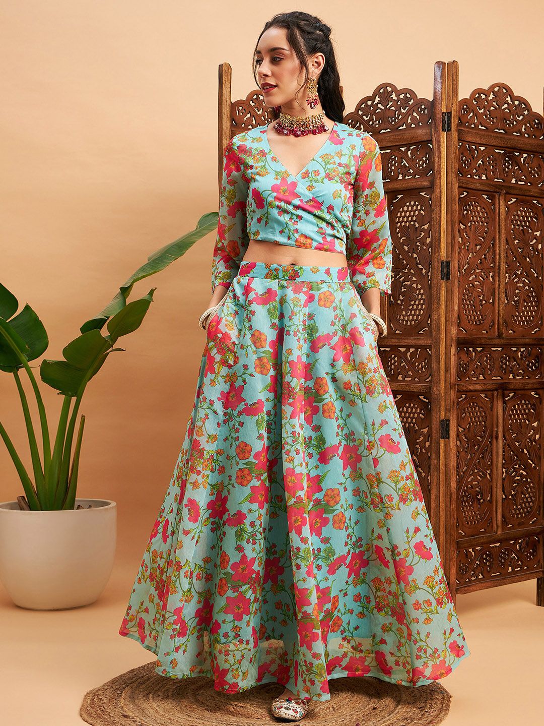 Shae by SASSAFRAS Floral Printed Ready To Wear Lehenga & Choli