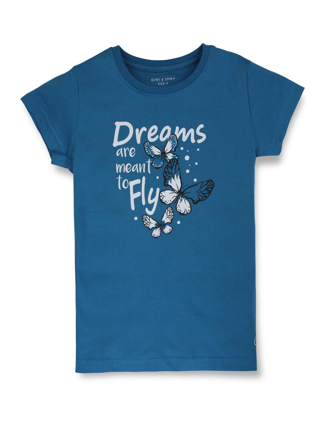 Gini and Jony Girls Typographic Printed Cotton T-shirt
