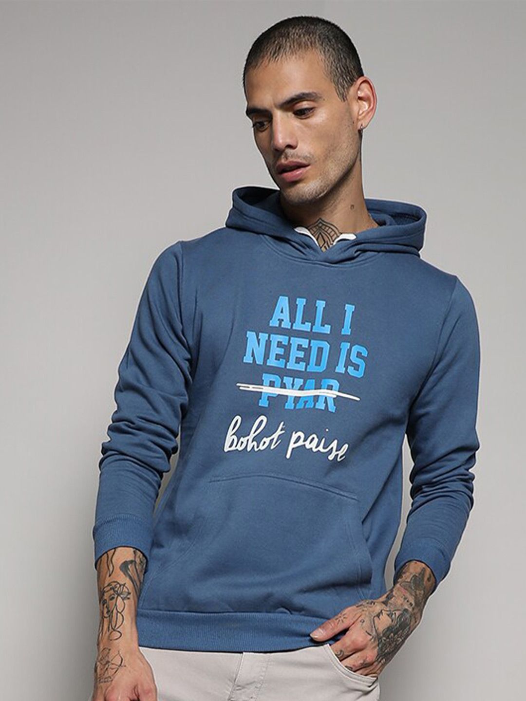 CAHOOT Typographic Printed Hooded Cotton Sweatshirt