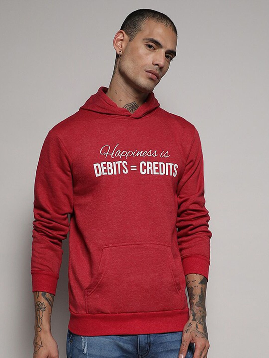 CAHOOT Typography Printed Hooded Cotton Sweatshirt