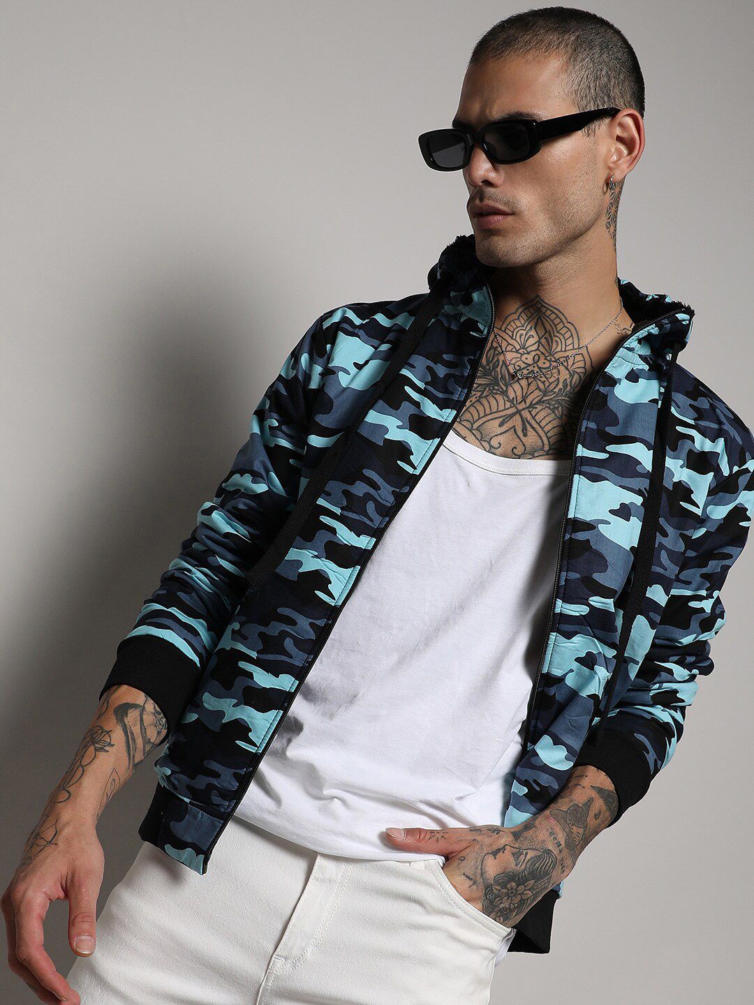 CAHOOT Blue Camouflage Windcheater Cotton Bomber Jacket