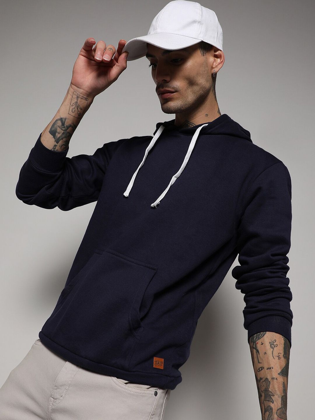 CAHOOT Navy Blue Hooded Cotton Sweatshirt