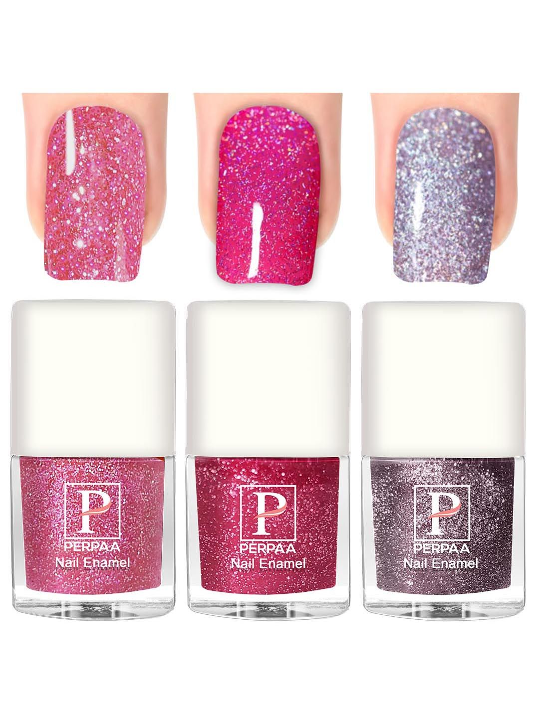 PERPAA Set Of 3 Glitter Light Reflective UV Gel Nail Polish 5ml Each - Shades 97-98-94