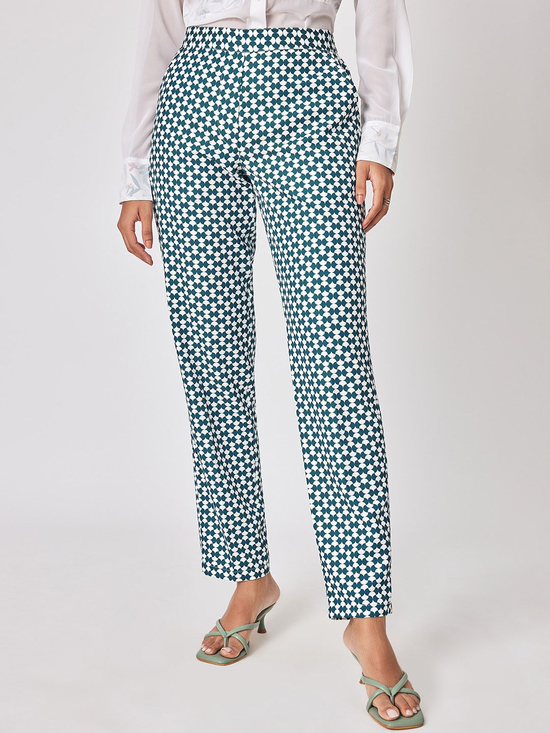 The Label Life Women Geometric Printed Relaxed Straight Leg Straight Fit Trousers Price in India