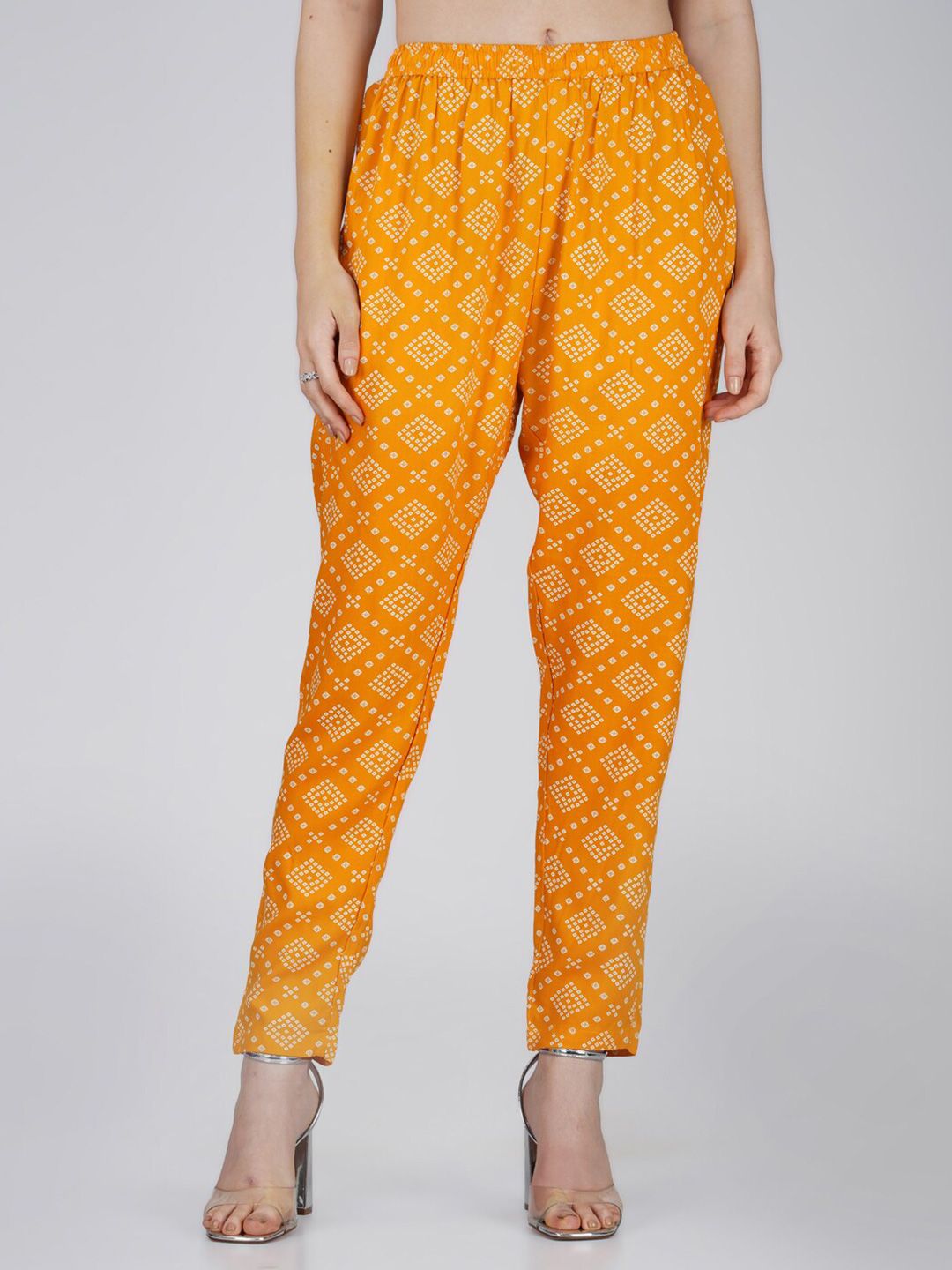 Vastraa Fusion Women Bandhani Printed Straight Fit Trousers Price in India