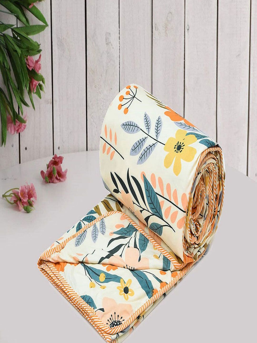 RRC RRC Green & Blue Ethnic Motifs AC Room 120 GSM Reversible Double Bed Dohar