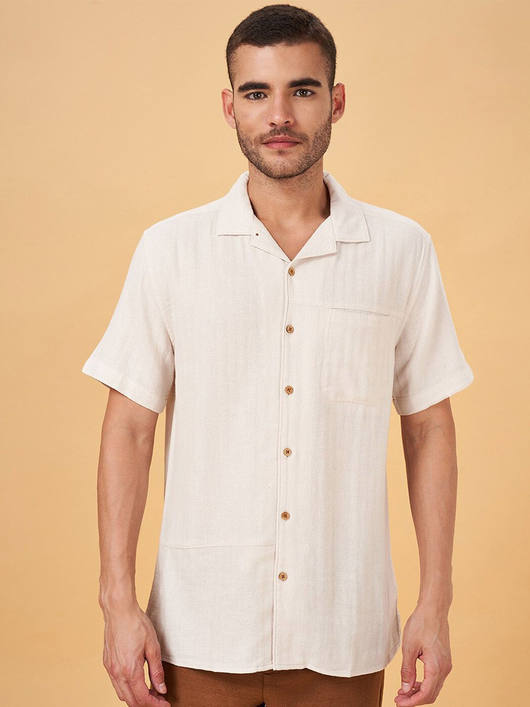 7 Alt by Pantaloons Striped Self Design Cotton Casual Shirt