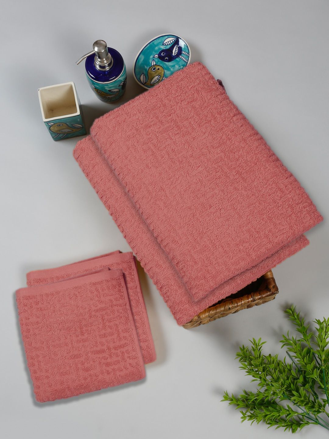 Cortina Pink 4-Pieces 450 GSM Cotton Towel Set