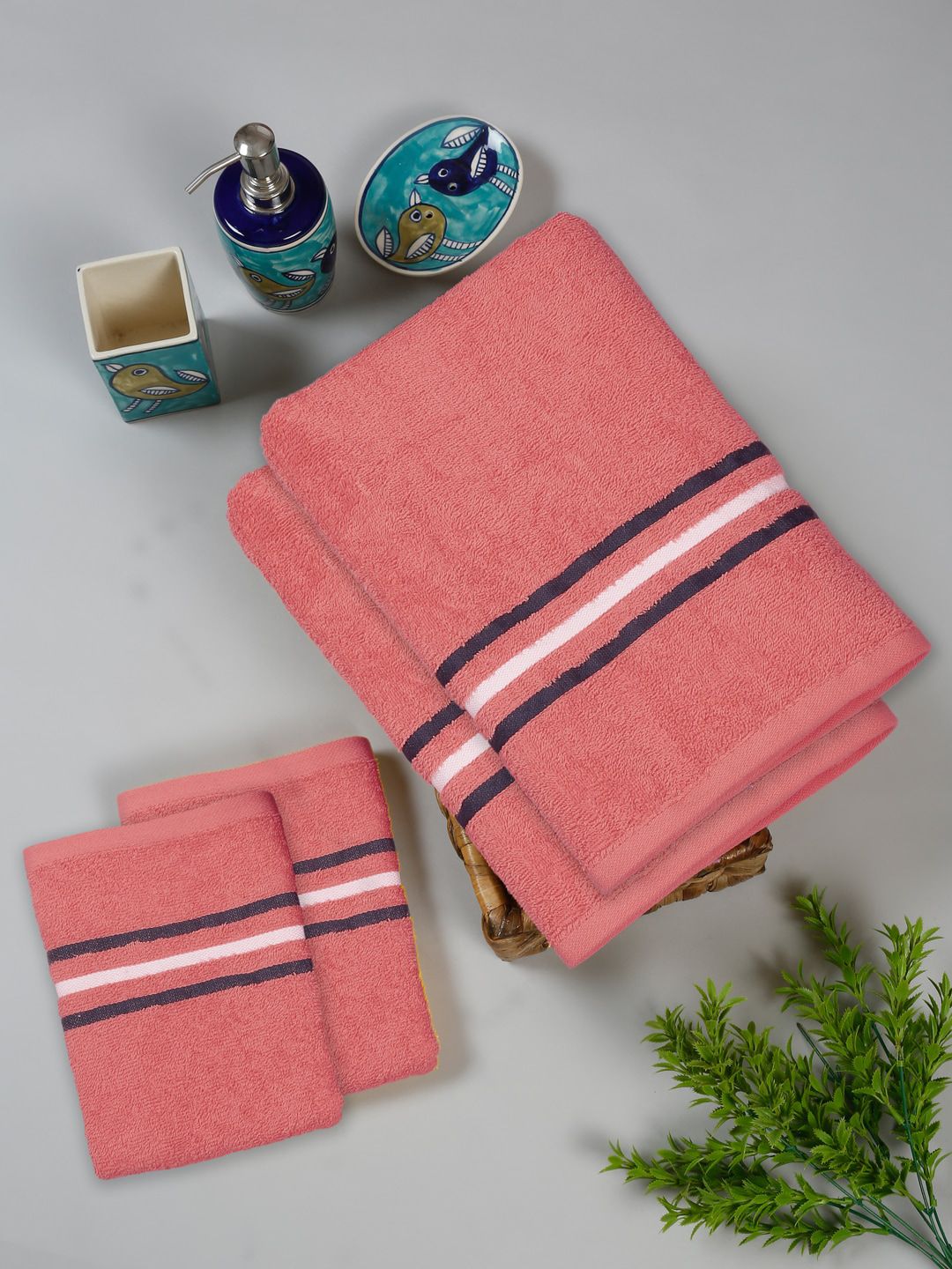 Cortina Pink 4-Pieces Cotton 380 GSM Towel Set