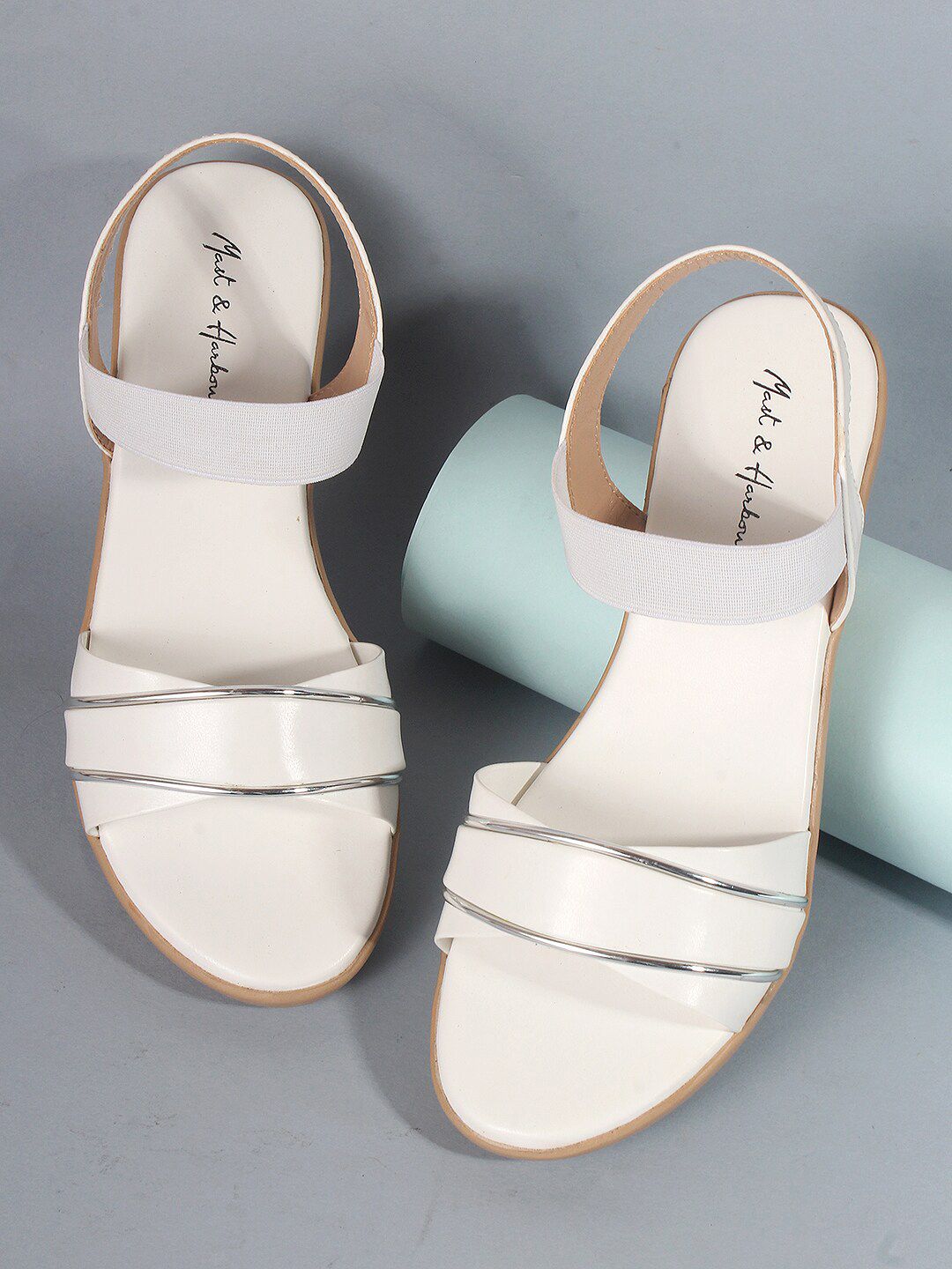 Mast & Harbour White Open Toe Wedge Heels