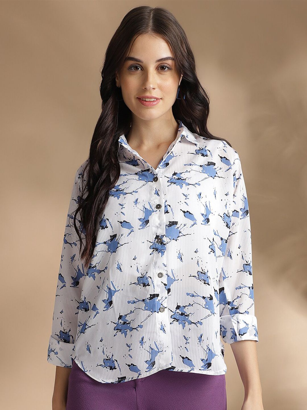 J Turritopsis Classic Abstract Printed Georgette Casual Shirt