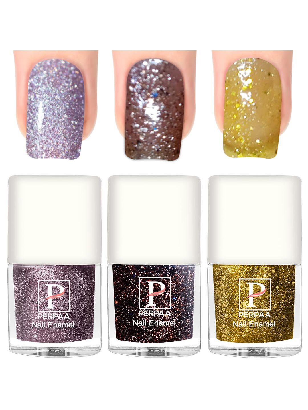 PERPAA Set of 3 Glitter Light Reflective UV Gel Nail Polish - 5ml Each