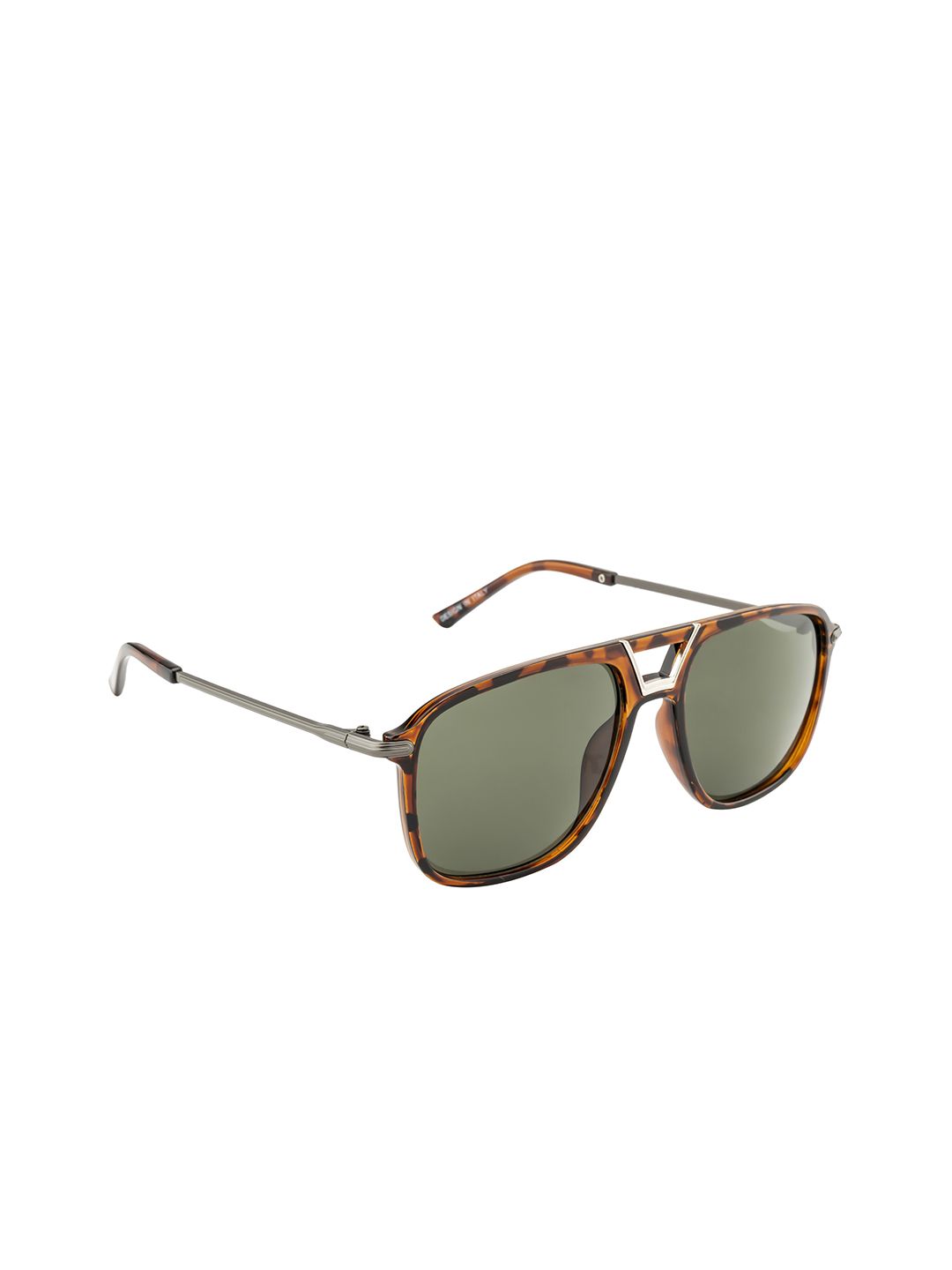 Mast & Harbour Unisex Green Lens & Brown Square Sunglasses with UV Protected Lens