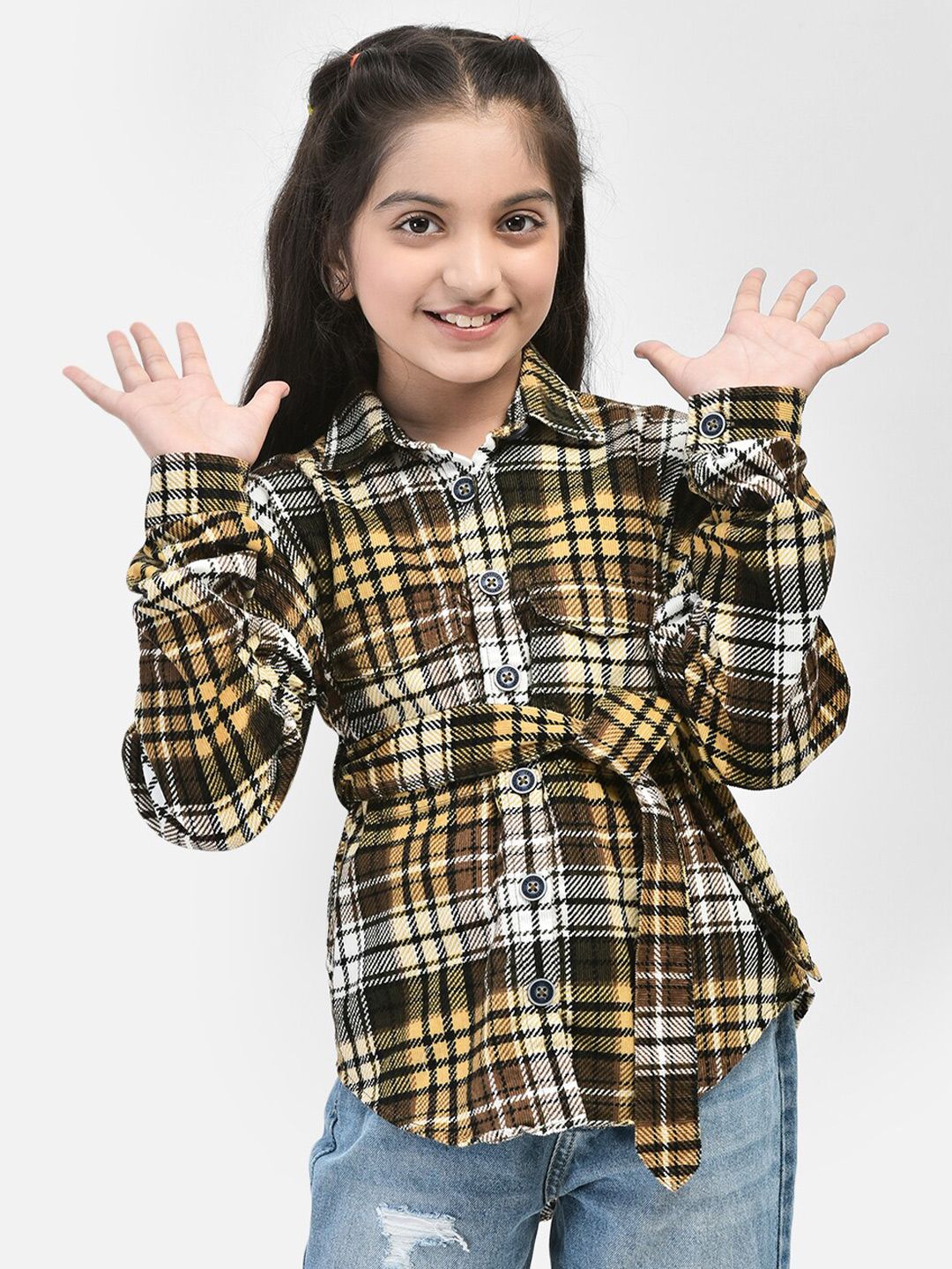 Crimsoune Club Girls Checked Pure Cotton Shirt Style Top Price in India