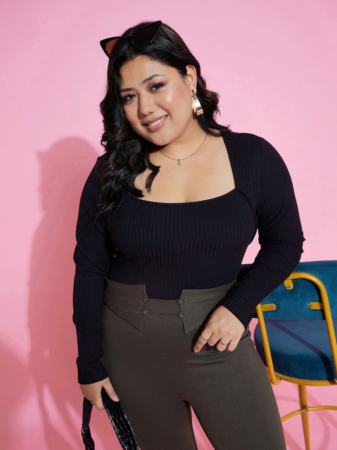Buy SASSAFRAS Curve Plus Size Square Neck Top - Tops for Women